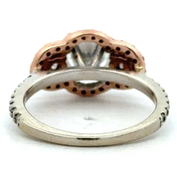 Designer Forever Brilliant 14K White Yellow Gold Moissanite Trio Engagement Ring